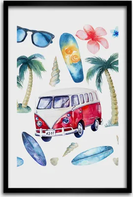 Produktbild von Bild - Bilderrahmen - 40 cm x 60 cm - MDF - Rahmen - Wandkunst - Surfer-Set