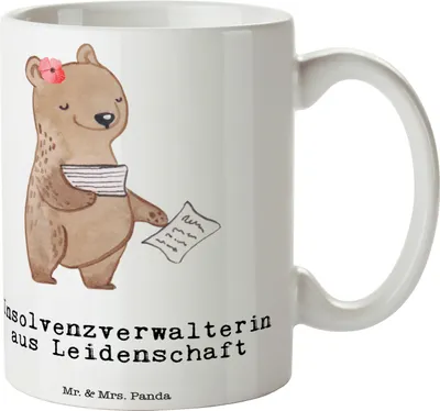 Produktbild von Mr. & Mrs. Panda Keramiktasse Insolvenzverwalterin Leidenschaft - Weiß - Geschenk, Becher, Kaffeetasse, tasse für büro, Pott, Kaffeebecher
