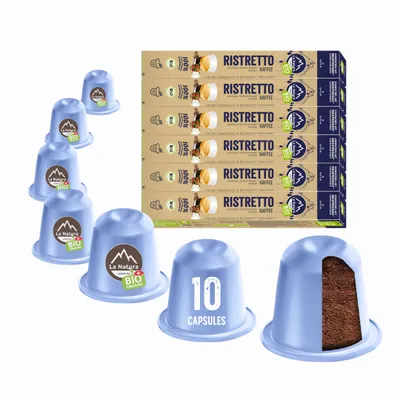 Obrázok produktu pre Káva Ristretto - 60 kávových kapsúl | La Natura Lifestyle Organic 306g|| Kompatibilné s Nespresso®*³