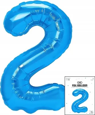 Zdjęcie produktu dla Balon Foliowy Cyfrą Cyferka 2 Niebieska Na Impreze Urodzinową 40Cm