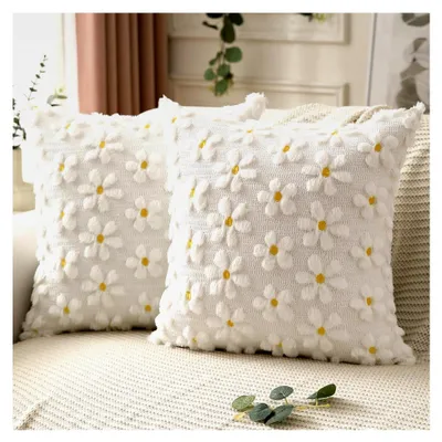 Produktbild von Kissenbezug 40x40 cm, 2er Set mit Blumenmuster, Zierkissenbezug aus Kordsamt für Wohnzimmer und Schlafzimmer