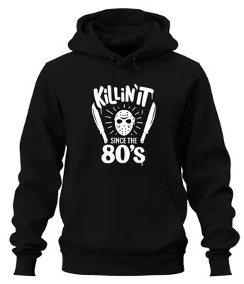Immagine prodotto di Killin' It dagli anni '80 Horror Slasher Mask Machete Halloween Unisex Felpa con cappuccio, Nero, S