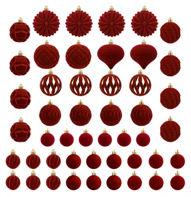 Productafbeelding van Fluwelen kerstballen - Set van 48