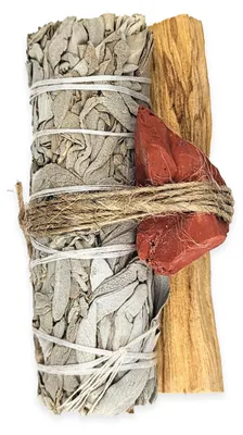 Produktbild von Palo Santo Holz Weißer Salbei Roter Jaspis Räucherset natürliches Räucherwerk Reinigung Meditation