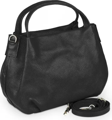 Produktbild von Vera Pelle Bolsa Damentasche aus echtem Leder – mittelgroße Handtasche, elegant, goldene Details, Schulterriemen verstellbar – Schwarz