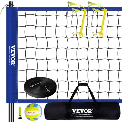 Obrázok produktu pre VEVOR Volejbalová sieť s nastaviteľnou výškou, prenosná sieť na plážový volejbal 9,7 x 2,4 m, modrá sieť na volejbal Skladacia sieť na volejbal s volejbalovou loptou a taškou na prenášanie, na záhradu, pláž