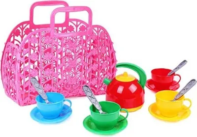 Image de Set de vaisselle en plastique 3 couleurs dans un sac/seau en plastique