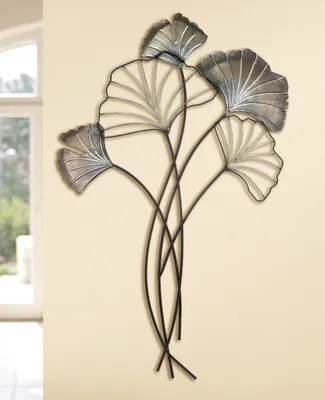 Image de Gilde Wandrelief, Ginkgo, "Ginkgo-Zweig", Metall, goldfarben, , L. 1 cm, B. 60 cm, H. 98 cm 68975