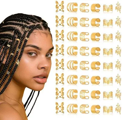 Produktbild von Haaraccessoires Gold für Zöpfe Dreadlocks Schmuck Metall Haarspiralen