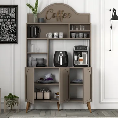 Produktbild von Skye Decor, Lyon 120 - Atlas, Walnut, Kaffeebarschrank, Atlas, 100 % MELAMINBESCHICHTETE SPANPLATTEN, 35 x 120 x 202 cm