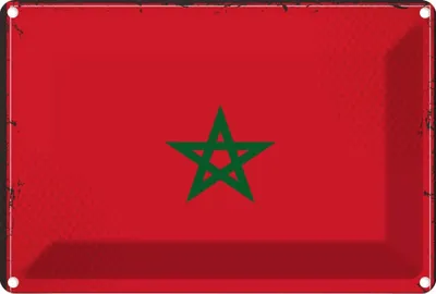 Produktbild von vianmo Blechschild 12x18 cm Marokkos Morocco Flagge Fahne Wappen