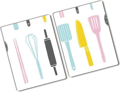 Produktbild von Tulup Glas Herdabdeckplatte - 2x40x52 cm - Glaskeramikkochfeld-Abdeckung Spritzschutz Glasabdeckplatte Kochplattenabdeckung und Schneidebrett - Zweiteilig - Essen & Getränke - Küchengeräte - Mehrfarbig