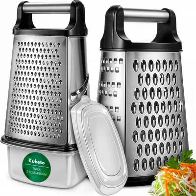 Produktbild von Kuketo | Gemüsereibe - Multifunktional - Edelstahl - Mit Behälter und Deckel - Praktisch und sauber