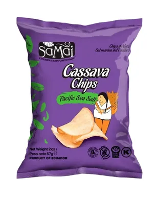 Produktbild von SAMAI Maniok Cassava Chips mit Meersalz 57g / glutenfrei / paleo / ohne Zuckerzusatz / vegan