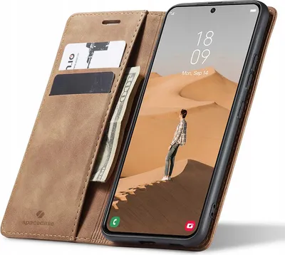 Zdjęcie produktu dla Etui z klapką SPACECASE Wallet do Galaxy S22 Brązowy