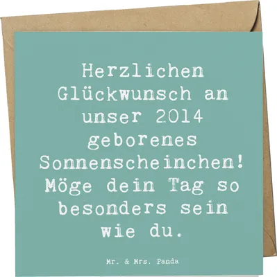 Produktbild von Mr. & Mrs. Panda Glückwunschkarte Spruch 2014 Geburtstag Sonnenschein - Meeresbrise - Geschenk, Klappkarte, Wertschätzung, unvergessliches, faltkarte, doppelkarte, Alter
