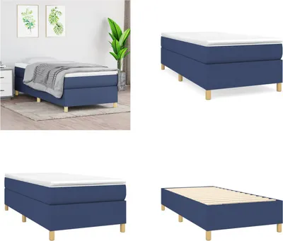 Image de vidaXL Lit boxspring bleu 90x190 cm Tissu - Lit boxspring - Lits boxspring - Lit - Meubles de chambre à coucher
