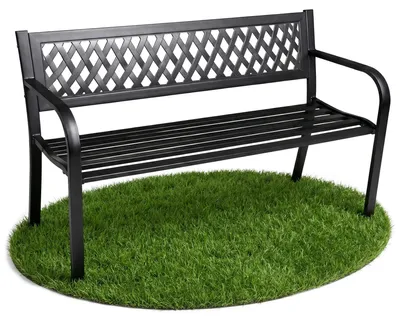 Zdjęcie produktu dla Czarna ławka ogrodowa KALIA ze stalowymi nogami szerokość 122 cm