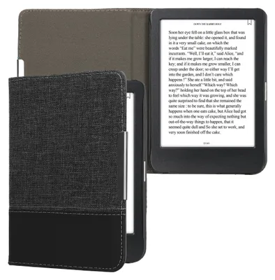 Produktbild von kwmobile Hülle kompatibel mit Kobo Clara BW / Clara Colour / Tolino Shine (5) / Shine Color - Canvas eReader Schutzhülle Cover Case - Anthrazit