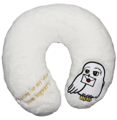 Produktbild von Harry Potter Hedwig Reise Nackenkissen - bequemes Reisekissen Nackenhörnchen Eule Brief Auto Flugzeug Weiß/Schwarz
