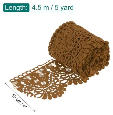 Produktbild von 4 Zoll breites 5 Yard Spitzenband Blumenmuster Dunkelbraunes Spitzenband Milchseide Spitzenband zum N?hen, Basteln, Geschenkverpackung, Hochzeitsdekoration