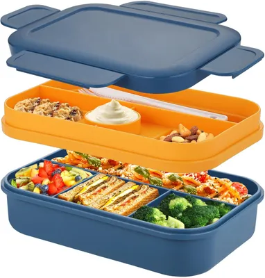 Immagine prodotto di Omgoods - Contenitore per il pranzo per adulti - Contenitore Bento da 2000 ml con scomparti e posate