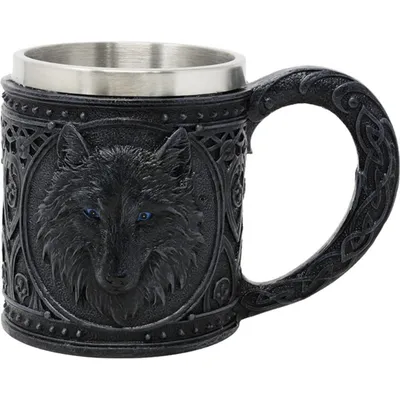 Produktbild von Wolfskrug schwarzer Wolf mit Metalleinsatz