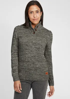 Produktbild von OXMO OXPhilicita Damen Strickpullover Troyer Grobstrick Pullover 100% Baumwolle Regular fit
