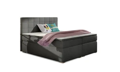 Obrázok produktu pre MOB, Manželská posteľ Boxspring 180 cm - Abbie (tmavosivá) (s matracmi)