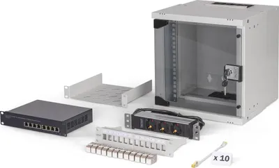 Produktbild von DIGITUS Netzwerk-Set 254 mm (10") - 6HE, 312x300 mm (BxT) gr