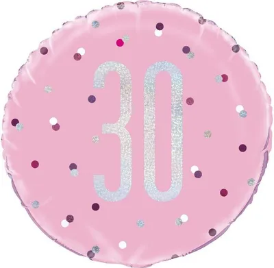 Produktbild von Folien Ballon Pink Dots Glitzer zum 30. Geburtstag
