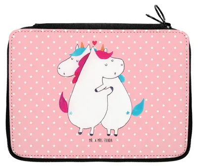 Produktbild von Mr. & Mrs. Panda Etui Einhorn Mitteilung - Rot Pastell - Geschenk, Valentinstag, Federmäppchen, Unicorn, Mäppchen, Spruch, Einhörner, Federmappe, Schreibmappe, für Stifte