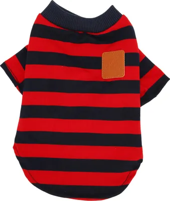 Produktbild von Gestreifter Pullover für Hunde, 2-beinig, weich, bequem, atmungsaktiv, Haustier-T-Shirt, Kleidung für Frühling, Sommer, Rot, Blau, L