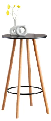 Produktbild von CLP Stehtisch Mijas rund im Skandi-Look schwarz Gestell Farbe natur (rund)