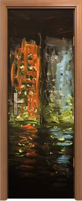 Produktbild von Türposter 70x200 cm Türaufkleber Türtapete Türfolie Klebefolie Kunst Architektur Nachtstadt Malerei