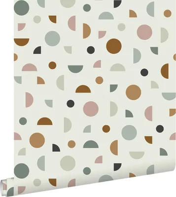 Immagine prodotto di ESTAhome carta da parati motivo grafico beige chiaro, rosa veccho e verde menta 53 cm x 10.05 m