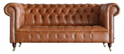 Zdjęcie produktu dla Sofa Chesterfield 3-osobowa sofa tapicerowana sofa 3-osobowa brązowa