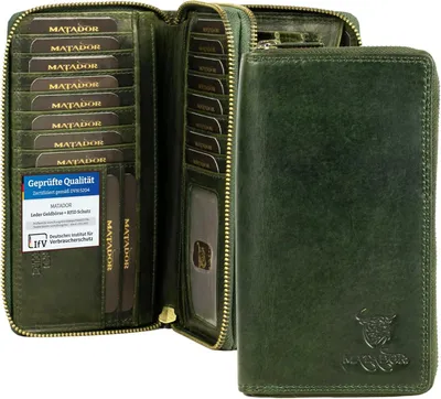 Produktbild von Damen Leder Geldbörse groß RFID Schutz viele Kartenfächer Portemonnaie elegant Geschenkbox Luxus Geldbeutel Brieftasche Wallet hochwertig