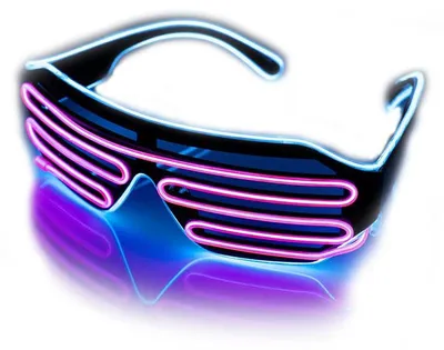 Neon-EL-Draht-Shutter-Brille, Blau/Rosa, 1 Stück