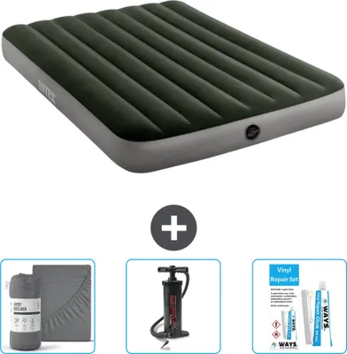 Produktbild von Intex Airbed – Doppelbett – 137 x 191 x 25 cm – Grün – Im Lieferumfang enthalten Spannbettuch - Pumpe en Reperaturset