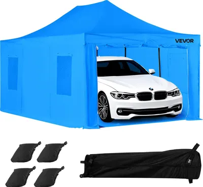 Produktbild von VEVOR tragbares Lackierkabinenzelt (587x398x178 cm) Sprühfarbenzelt für Sprühmalerei, wasserfeste & faltbare Farbkabine mit 4 Netz-Seitenfenstern für Autoteile Möbel Motorräder Sprühschutz blau