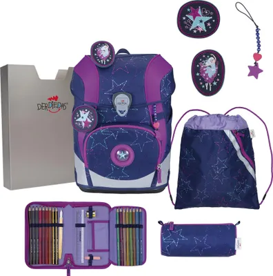 Produktbild von DerDieDas Schulranzen ErgoFlex Tiny LED Set 6-teilig Dancing Star dunkelviolett