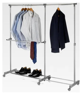 Produktbild von Rollgarderobe London Kleiderwagen höhenverstellbar ausziehbar Chrom/grau