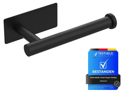 Produktbild von Ibergrif Toilettenpapierhalter MK34052B, selbstklebend, Edelstahl, schwarz