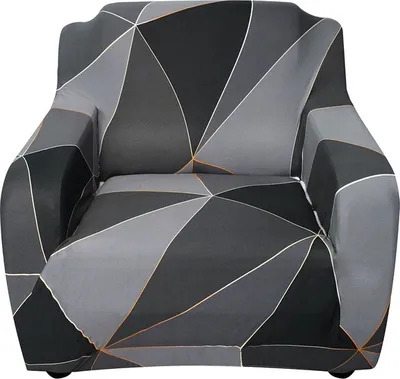 Produktbild von Bedruckte Sofabezug Stretch Sofa Schonbezüge, 1 Sitzer, 90cm-130cm,Graue Geometrie