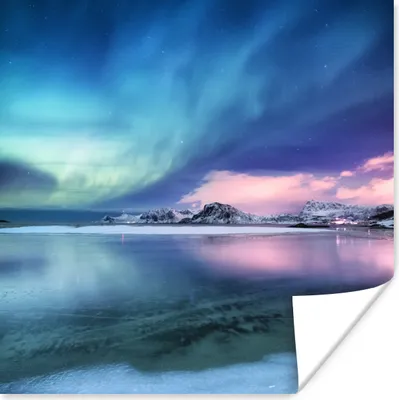Produktbild von MuchoWow® Poster Nordlichter - Nacht - Winter 75x75 cm - Wand Dekoration