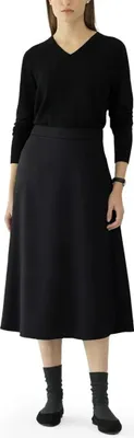 Zdjęcie produktu dla Damskie bawełniane spódnice midi Eleganckie Rozkloszowane Czarne S