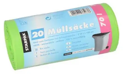 Image de STARPAK 90459 STARPAK Sac poubelle en PEHD, 70 litres, vert