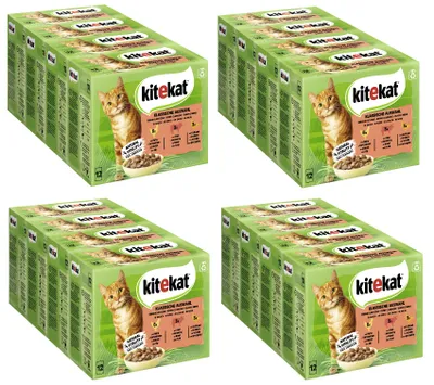 Produktbild von KITEKAT™ Multipack Portionsbeutel Klassische Auswahl 3 Varietäten Huhn, Rind, Geflügel in Sauce 16 x 12 x 85g
