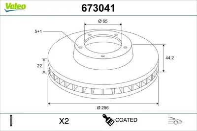 Produktbild von 2x VALEO Bremsscheiben Vorne für VW POLO (AW1, BZ1) 256mm 673041